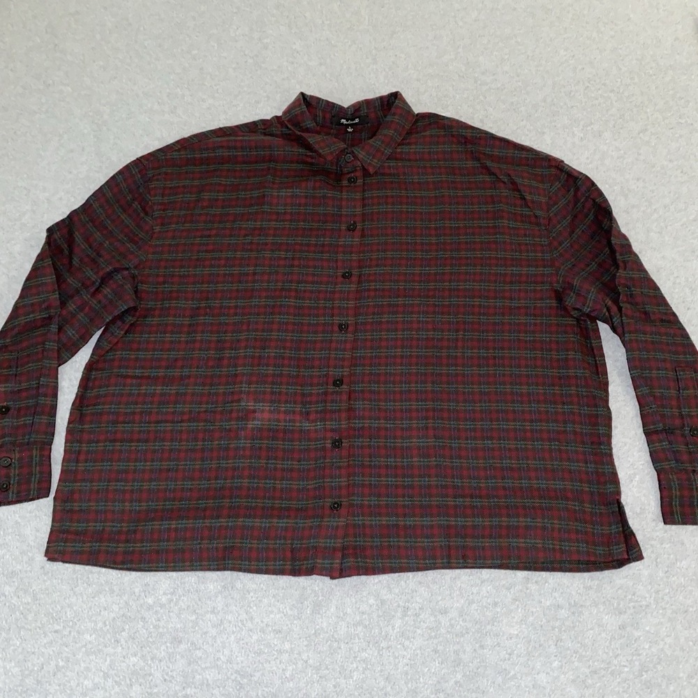 Madewell Women's Size L Flannel Westlake Shirt in Stoppard Plaid Long Sleeve Top - Picture 1 of 12